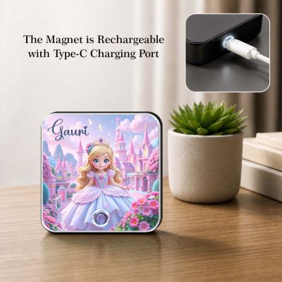 Personalized Princess Theme Gift for Girls Personalized Musical Fridge Magnet Custom with Name Gift for Daughter, Granddaughter, Kids Birthday Rechargeable Battery with Playable Song